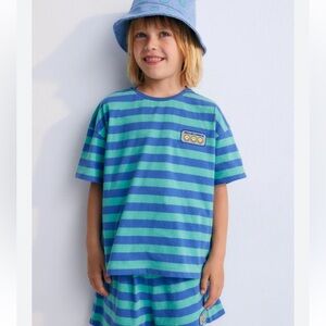 The new Society Vibrant Blue and Green Kids Tee